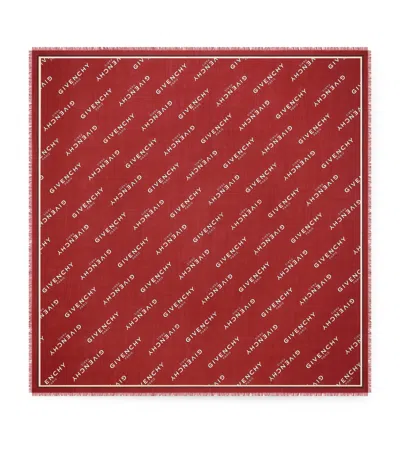 Givenchy Wool-silk Logo Shawl In Red
