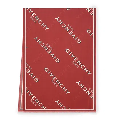 Givenchy Wool-silk Logo Stole In Red