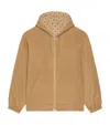 Givenchy Reversible Zipped Hoodie In Monogram 72 Jacquard In Brown