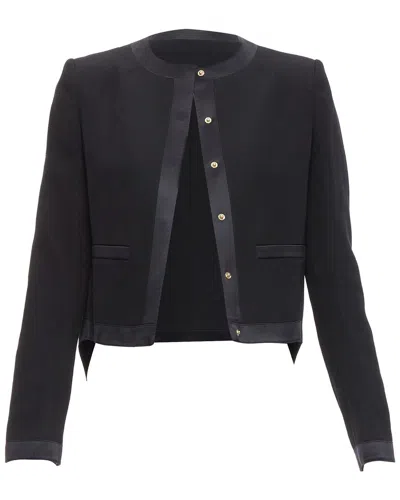 Givenchy Wool Silk Trim High Low Hem Minimal Classic Jacket (authentic Pre-  Loved) In Black