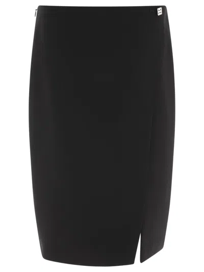 Givenchy Wool Skirt With 4g Detail In Black