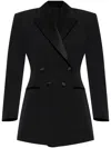 Givenchy Double-breasted Blazer With Pleated Back In Black