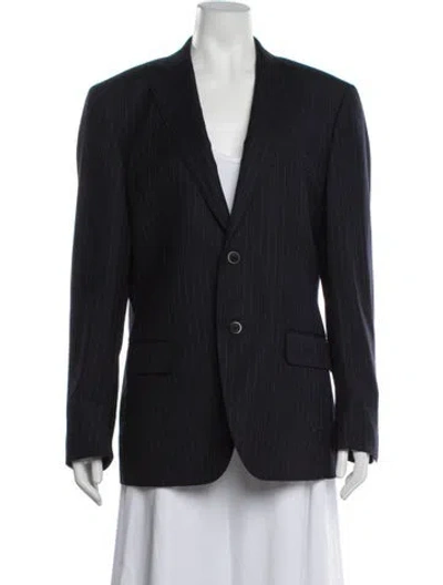 Pre-owned Givenchy Wool Striped Blazer In Black