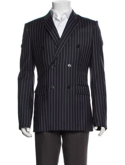 Pre-owned Givenchy Wool Striped Blazer In Blue