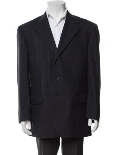 Pre-owned Givenchy Wool Striped Blazer In Blue