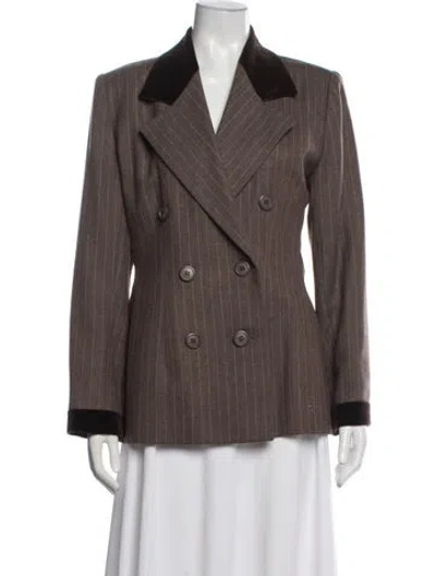 Pre-owned Givenchy Wool Striped Blazer In Brown