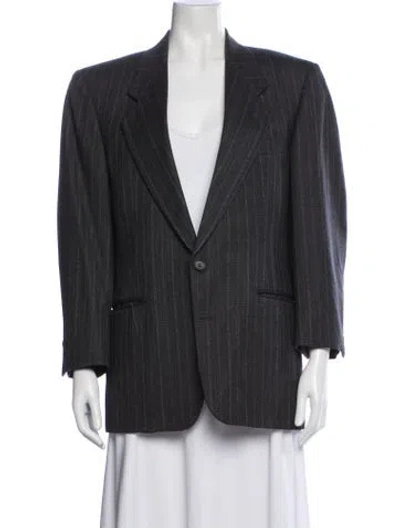 Pre-owned Givenchy Wool Striped Blazer In Grey