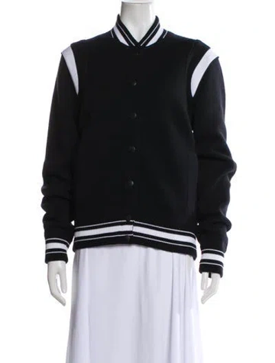 Pre-owned Givenchy Wool Striped Bomber Jacket In Black