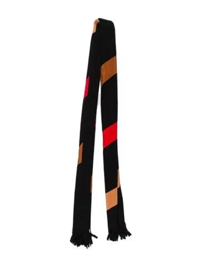 Pre-owned Givenchy Wool Striped Scarf In Black