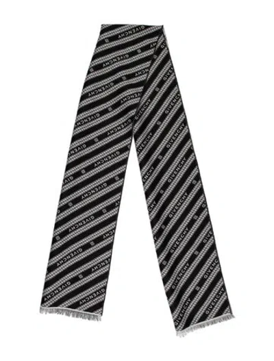 Pre-owned Givenchy Wool Striped Scarf In Black