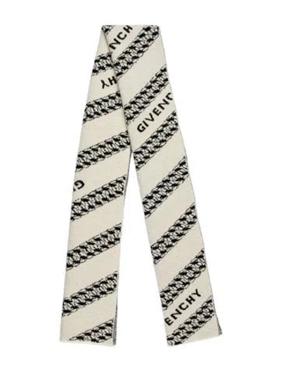 Pre-owned Givenchy Wool Striped Scarf In Gray