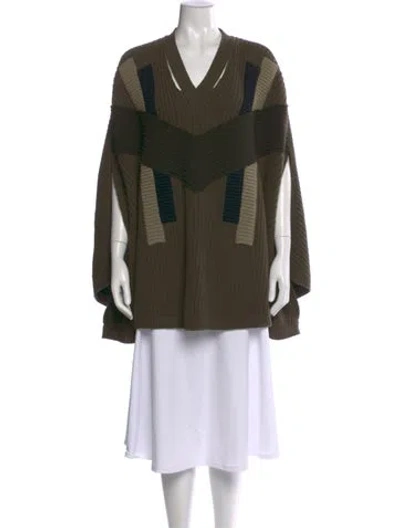 Pre-owned Givenchy Wool Striped Sweater In Green