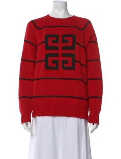 Pre-owned Givenchy Wool Striped Sweater In Red