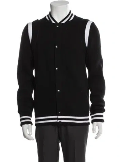 Pre-owned Givenchy Wool Striped Varsity Jacket In Black