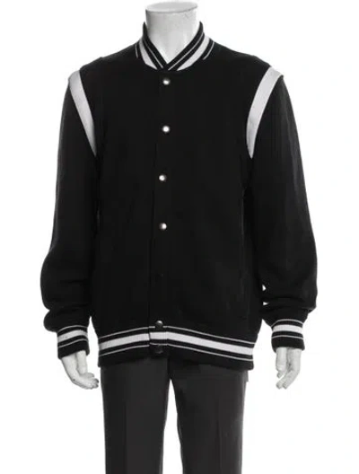 Pre-owned Givenchy Wool Striped Varsity Jacket In Black