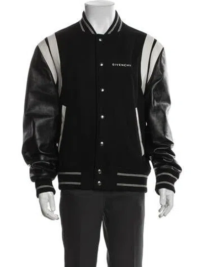 Pre-owned Givenchy Wool Striped Varsity Jacket In Black
