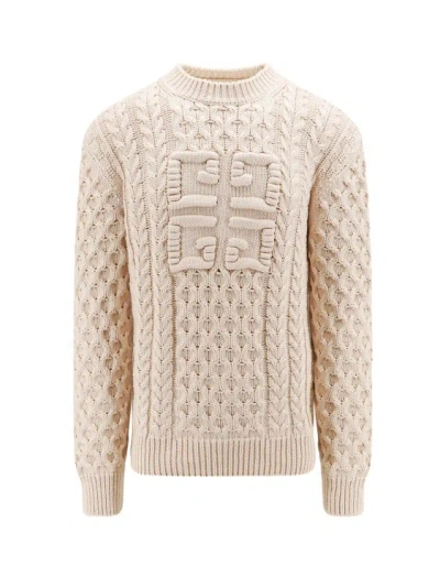 Givenchy Wool Sweater With Embossed 4g Logo In Neutrals