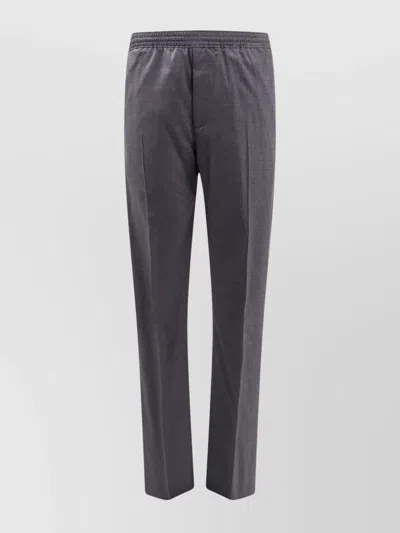 Givenchy Wool Trousers With Elastic Waistband And Drawstring In Grey