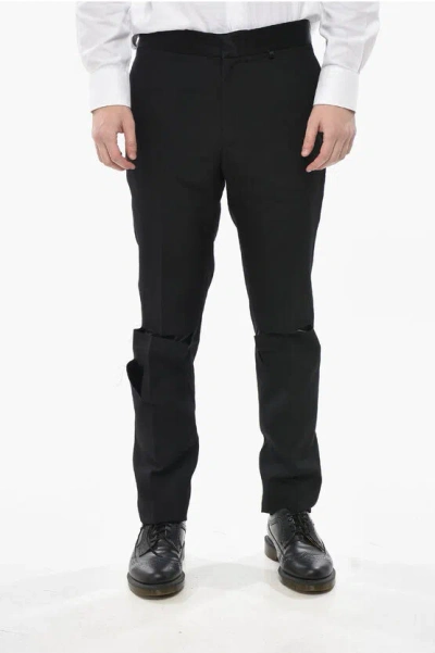 Givenchy Wool Trousers With Satin Cut-out Details In Black