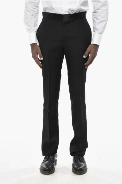 Givenchy Wool Trousers With Satin Waist Detail In Black
