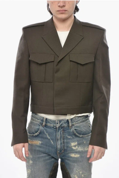 Givenchy Wool Twill Cropped-fit Double-breasted Blazer In Brown