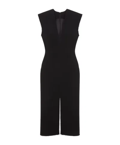 Givenchy Wool V-neck Pencil Skirt In Black