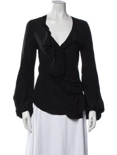 Pre-owned Givenchy Wool V-neck Blouse In Multi
