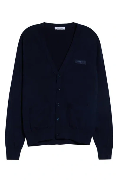 Givenchy Couture Seam Cardigan In Wool With Gros Grain Detail In Blue