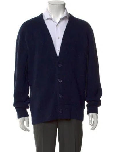 Pre-owned Givenchy Wool V-neck Cardigan In Blue