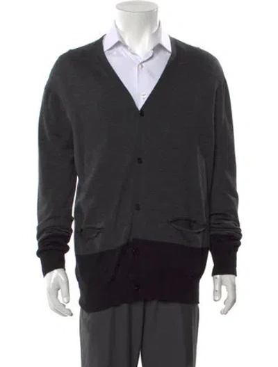 Pre-owned Givenchy Wool V-neck Cardigan In Gray