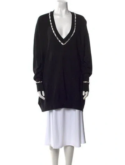 Pre-owned Givenchy Wool V-neck Sweater In Black