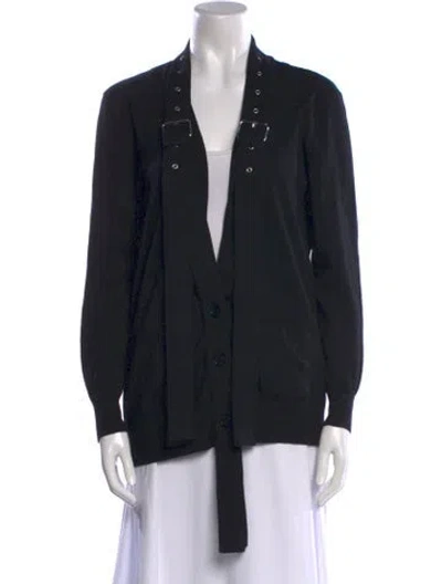 Pre-owned Givenchy Wool V-neck Sweater In Black