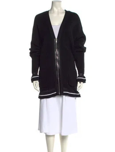 Pre-owned Givenchy Wool V-neck Sweater In Black