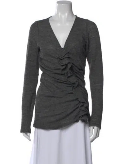 Pre-owned Givenchy Wool V-neck Sweater In Gray