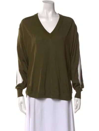 Pre-owned Givenchy Wool V-neck Sweater In Green