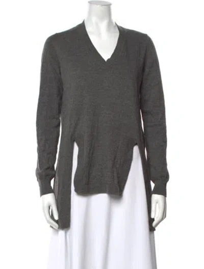 Pre-owned Givenchy Wool V-neck Sweater In Grey