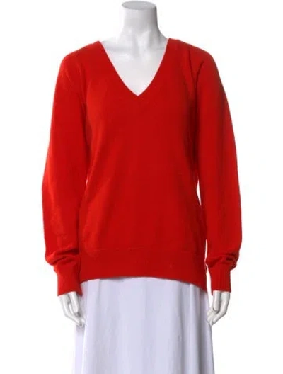 Pre-owned Givenchy Wool V-neck Sweater In Orange