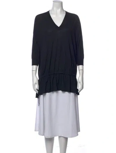 Pre-owned Givenchy Wool V-neck Top In Black