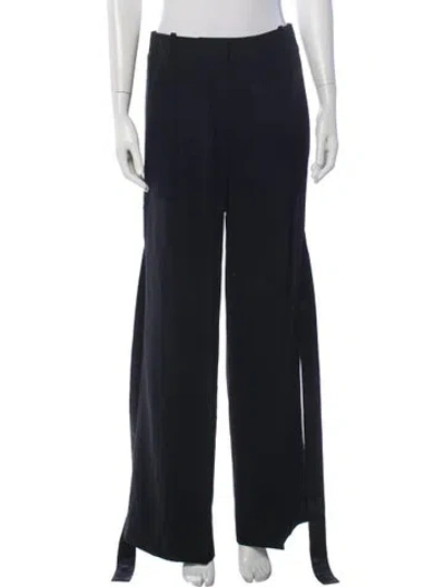 Pre-owned Givenchy Wool Wide Leg Pants In Blue