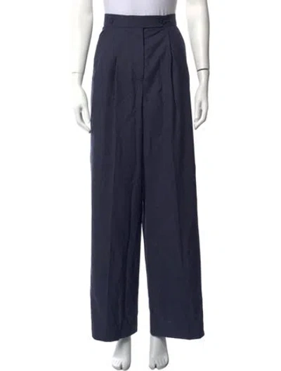 Pre-owned Givenchy Wool Wide Leg Pants In Blue