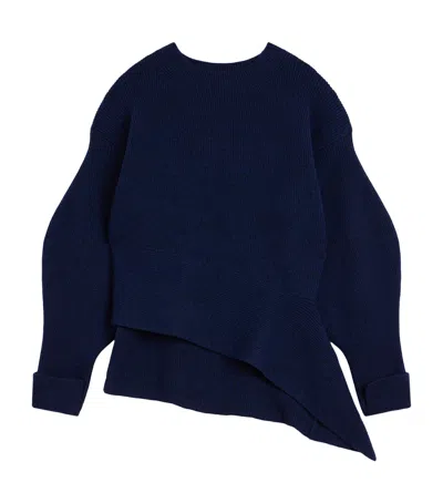 Givenchy Wool-blend Asymmetric Sweater In Blue