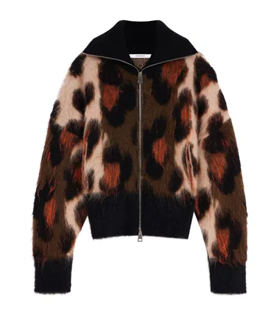Givenchy Wool-blend Leopard Knit Bomber Jacket In Multi