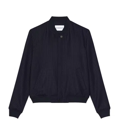 Givenchy Wool-blend Stripe Bomber Jacket In Blue