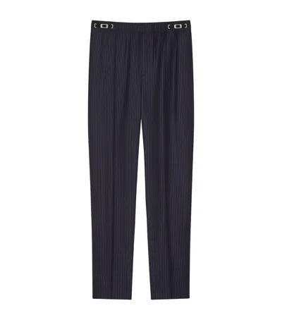 Givenchy Wool-blend Stripe Couture Seam Trousers In Black