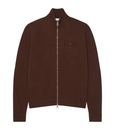 Givenchy Wool-cashmere Couture Seam Zip-up Cardigan In Brown