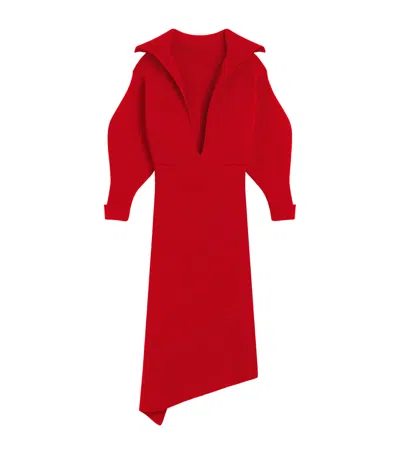Givenchy Wool-cashmere-blend Split Midi Dress In Red