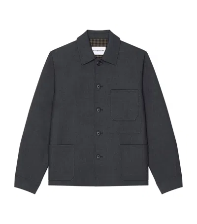 Givenchy Wool-silk Overshirt In Gray