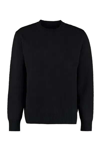 Givenchy Wool-viscose Jacquard Crew-neck Sweater In Black