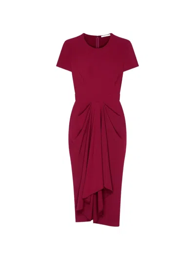 Givenchy Wrap-front Short-sleeve Midi Dress In Burgundy