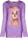 Givenchy X Josh Smith Oversize Mohair Blend Graphic Sweater In Purple